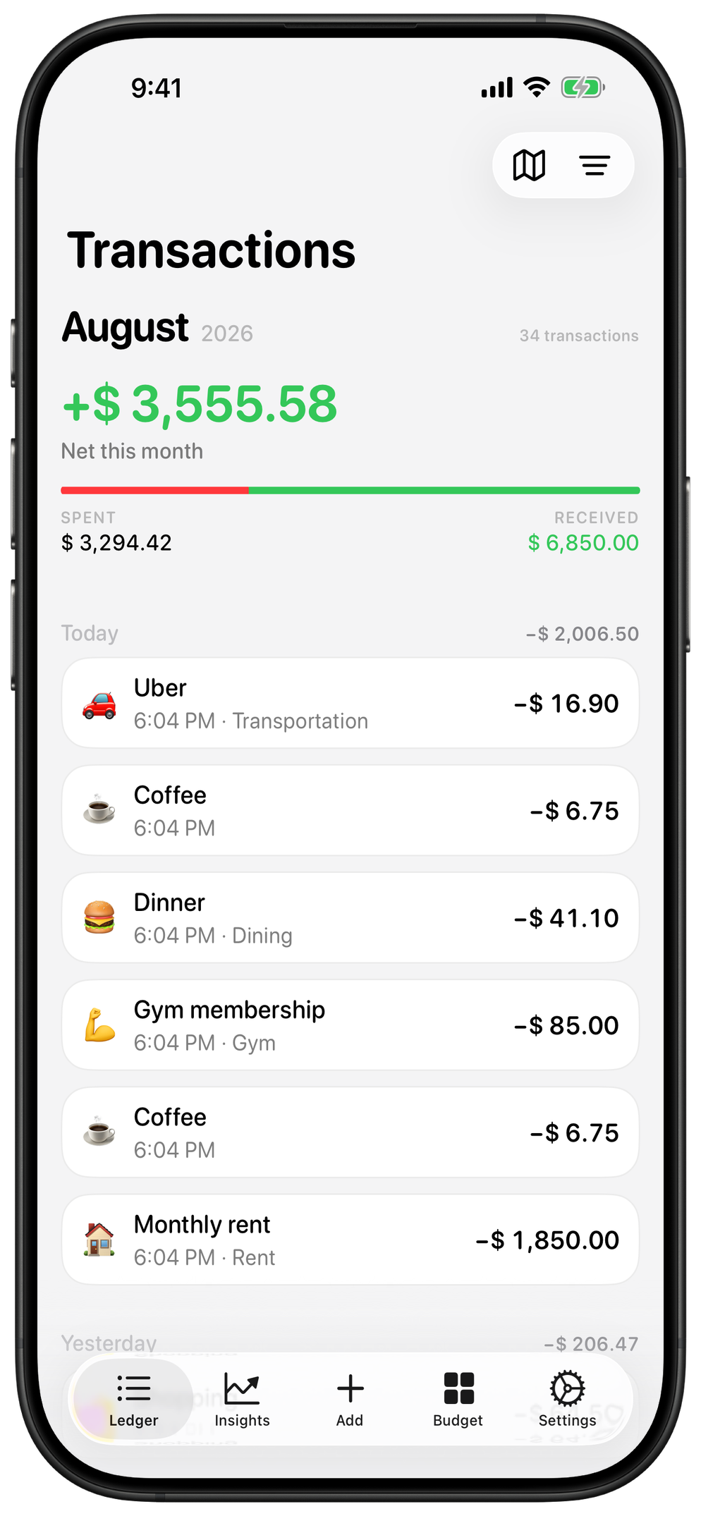 See every transaction in Kash